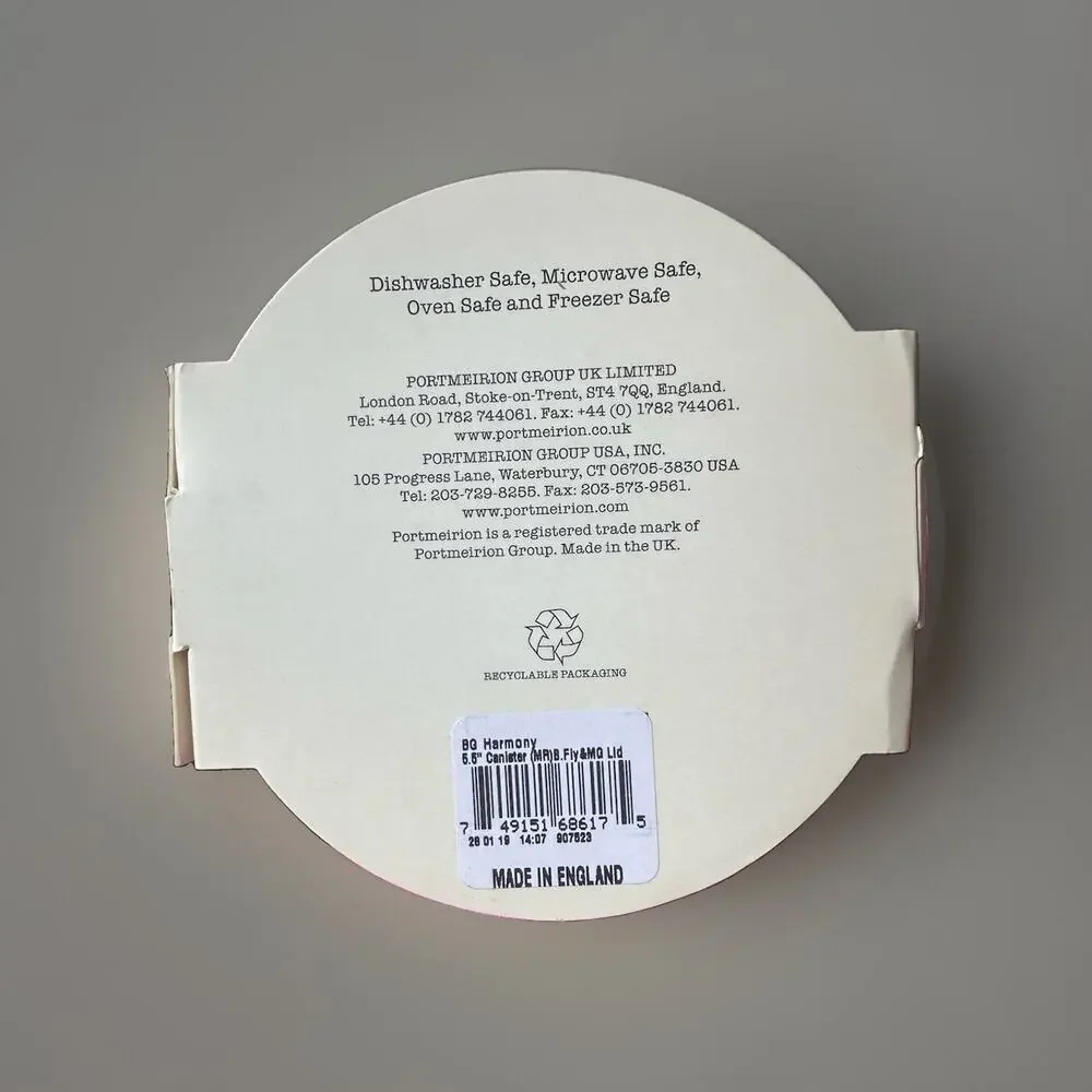 Portmeirion Botanic Garden Harmony 5” Canister Butterfly Made In England
